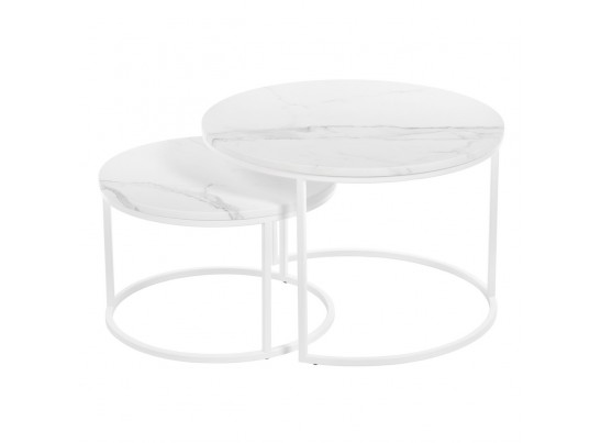 Набор кофейных столиков Tango белый мрамор с белыми ножками, 2шт в Ростове-на-Дону