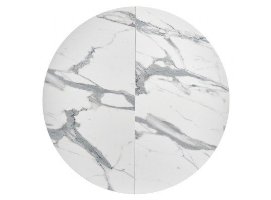 Стол Rudolf круглый раскладной 100-130x100x75см, белый мрамор, чёрный в Ростове-на-Дону