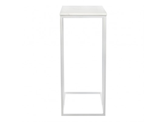 Придиванный столик Loft 50x30см, белый мрамор с белыми ножками в Ростове-на-Дону
