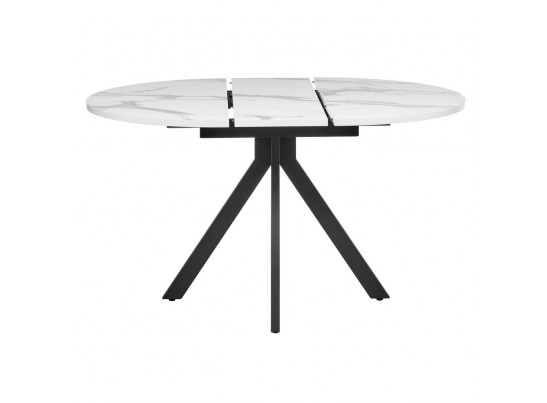 Стол Rudolf круглый раскладной 100-130x100x75см, белый мрамор, чёрный в Ростове-на-Дону