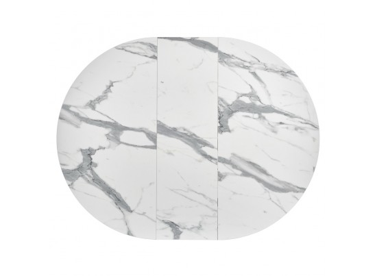 Стол Rudolf круглый раскладной 100-130x100x75см, белый мрамор, чёрный в Ростове-на-Дону