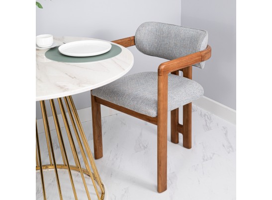 Стул Rich рогожка бежево-голубая с ножками цвета орех в Ростове-на-Дону