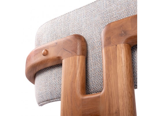 Стул Rich рогожка бежево-голубая с ножками цвета орех в Ростове-на-Дону