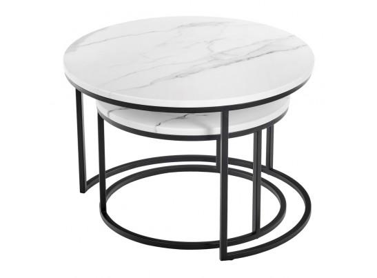 Набор кофейных столиков Tango белый мрамор с чёрными ножками, 2шт в Ростове-на-Дону