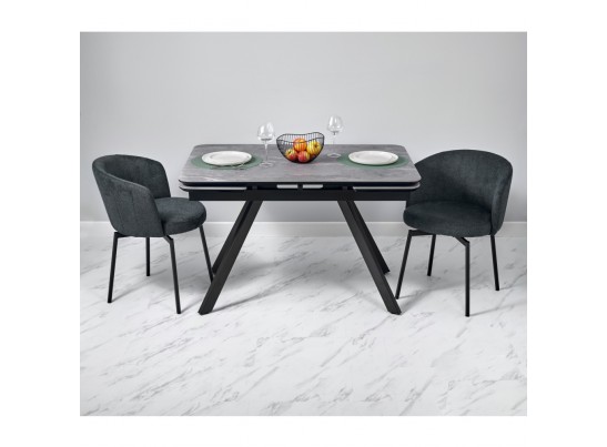 Стол Arthur раскладной 120-184x80x75см, керамогранит серый мрамор Greys Grey, чёрный в Ростове-на-Дону