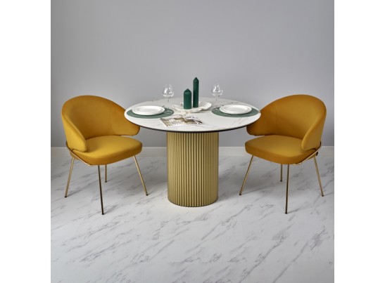 Стол Aura D110, керамогранит Ravena Natural, золотой в Ростове-на-Дону