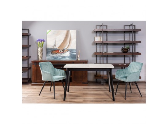 Стол Oslo раскладной 120-160x80x76см, Бетон лайт, чёрный в Ростове-на-Дону