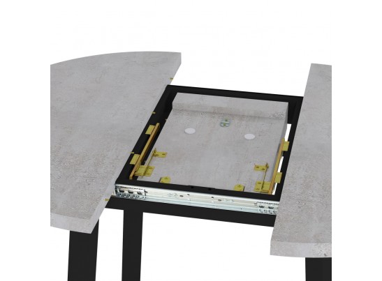 Стол Next круглый раскладной 90-120x90x76,5см, Бетон Лайт, чёрный в Ростове-на-Дону