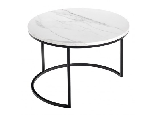 Набор кофейных столиков Tango белый мрамор с чёрными ножками, 2шт в Ростове-на-Дону