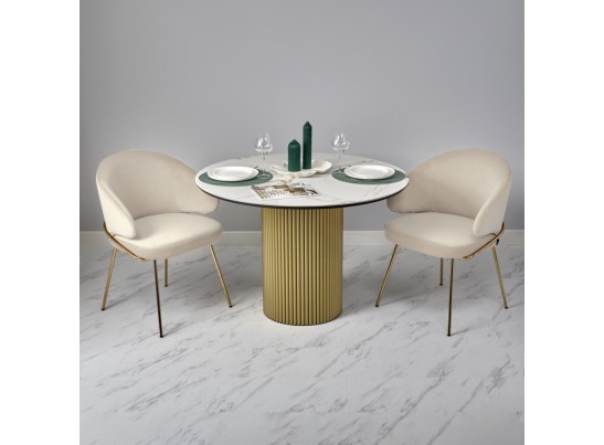 Стол Aura D110, керамогранит Ravena Natural, золотой в Ростове-на-Дону