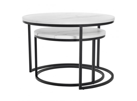 Набор кофейных столиков Tango белый мрамор с чёрными ножками, 2шт в Ростове-на-Дону