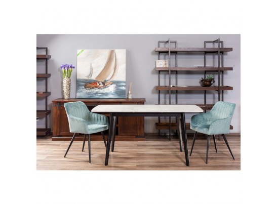 Стол Oslo раскладной 120-160x80x76см, Бетон лайт, чёрный в Ростове-на-Дону