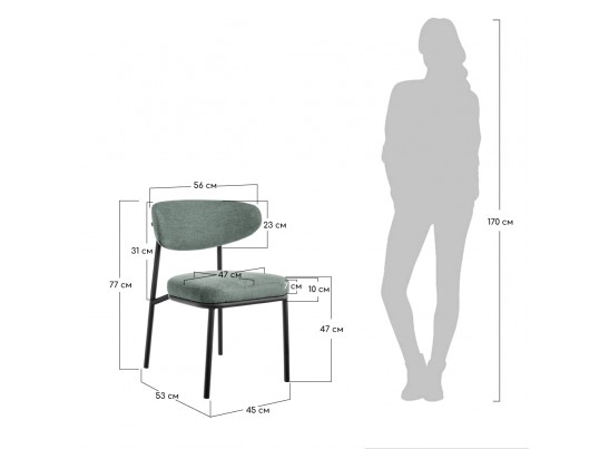 Стул Lucas 2 шалфей шенилл с чёрными ножками в Ростове-на-Дону
