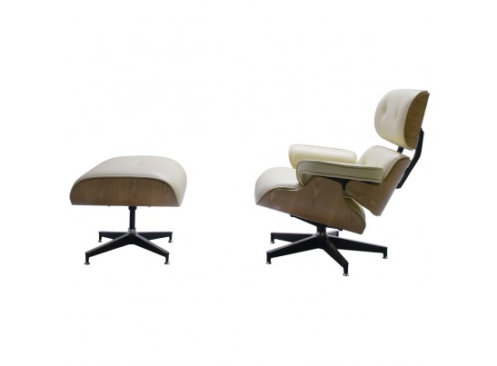 Кресло EAMES LOUNGE CHAIR и оттоманка EAMES LOUNGE CHAIR бежевые в Ростове-на-Дону