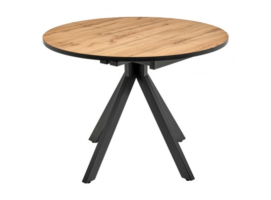 Стол Rudolf круглый раскладной 100-130x100x75см, Дуб Вотан, чёрный в Ростове-на-Дону