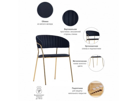 Комплект из 2-х стульев Turin чёрный с золотыми ножками в Ростове-на-Дону