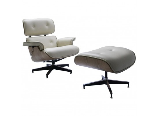 Кресло EAMES LOUNGE CHAIR и оттоманка EAMES LOUNGE CHAIR бежевые в Ростове-на-Дону