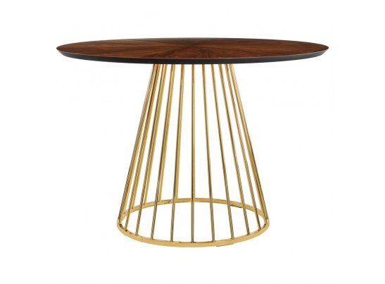 Стол Liverpool диам.110см, шпон орех лучевой набор, с золотистыми ножками в Ростове-на-Дону