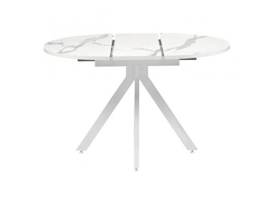 Стол Rudolf круглый раскладной 90-120x90x75см, белый мрамор, белый в Ростове-на-Дону