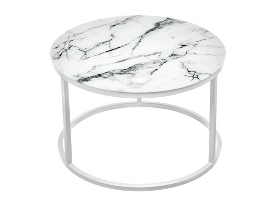 Набор кофейных столиков Tango белый мрамор с белыми ножками в Ростове-на-Дону