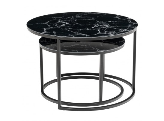 Набор кофейных столиков Tango чёрный мрамор с чёрными ножками, 2шт в Ростове-на-Дону