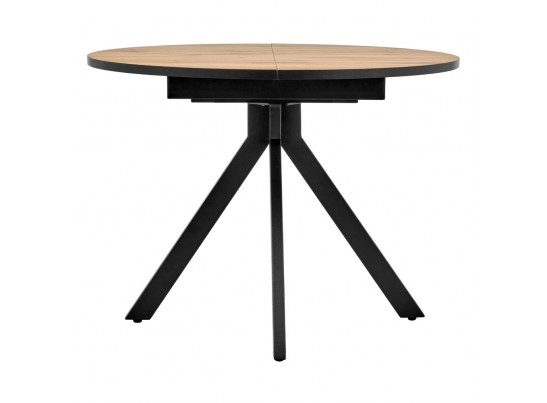 Стол Rudolf круглый раскладной 100-130x100x75см, Дуб Вотан, чёрный в Ростове-на-Дону