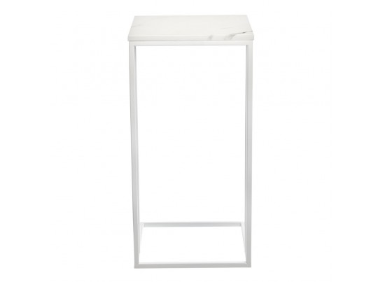 Придиванный столик Loft 35x35см, белый мрамор с белыми ножками в Ростове-на-Дону