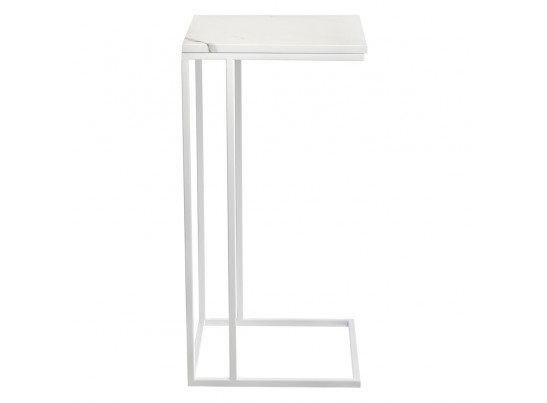 Придиванный столик Loft 35x35см, белый мрамор с белыми ножками в Ростове-на-Дону
