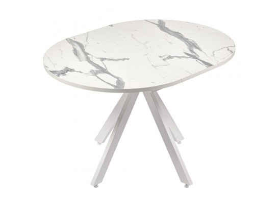 Стол Rudolf круглый раскладной 90-120x90x75см, белый мрамор, белый в Ростове-на-Дону