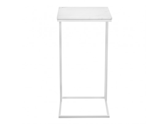 Придиванный столик Loft 35x35см, белый мрамор с белыми ножками в Ростове-на-Дону