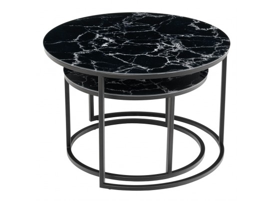 Набор кофейных столиков Tango чёрный мрамор с чёрными ножками, 2шт в Ростове-на-Дону