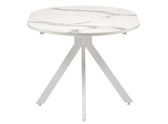 Стол Rudolf круглый раскладной 90-120x90x75см, белый мрамор, белый в Ростове-на-Дону