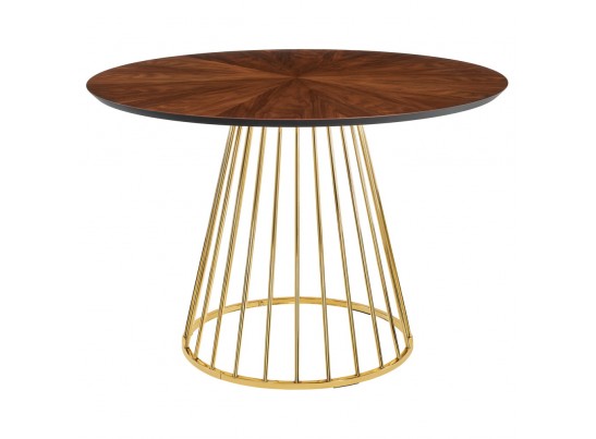 Стол Liverpool диам.110см, шпон орех лучевой набор, с золотистыми ножками в Ростове-на-Дону