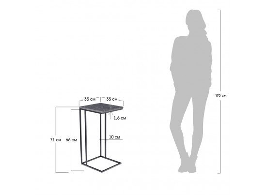 Придиванный столик Loft 35x35см, белый мрамор с белыми ножками в Ростове-на-Дону