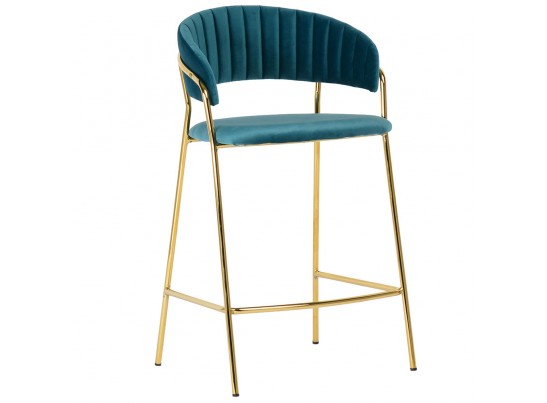 Комплект из 2-х стульев полубарных Turin бирюзовый с золотыми ножками в Ростове-на-Дону