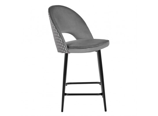 Стул полубарный Leo тёмно-серый с жаккардом, с поворотным механизмом в Ростове-на-Дону