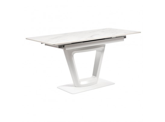 Стол Flame раскладной 116-155x80x76см, керамогранит белый мрамор, белый в Ростове-на-Дону