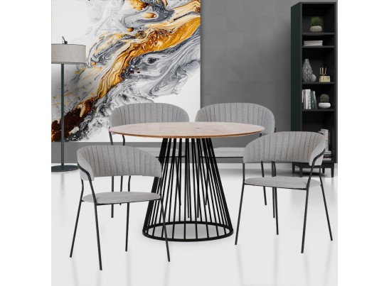 Стул Turin светло-серая рогожка с чёрными ножками в Ростове-на-Дону