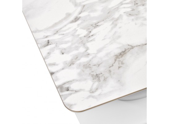 Стол Flame раскладной 116-155x80x76см, керамогранит белый мрамор, белый в Ростове-на-Дону