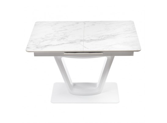 Стол Flame раскладной 116-155x80x76см, керамогранит белый мрамор, белый в Ростове-на-Дону