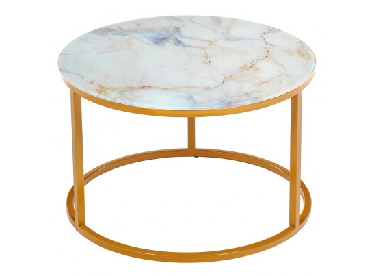Набор кофейных столиков Tango бежевый мрамор с ножками матовое золото, 2шт в Ростове-на-Дону