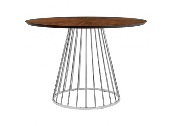 Стол Liverpool диам.110см, шпон орех лучевой набор, с хромированными ножками в Ростове-на-Дону