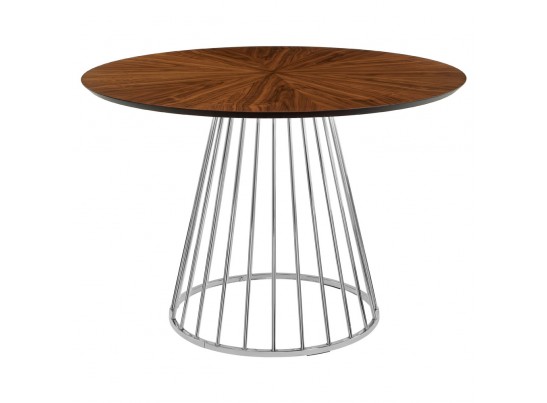 Стол Liverpool диам.110см, шпон орех лучевой набор, с хромированными ножками в Ростове-на-Дону