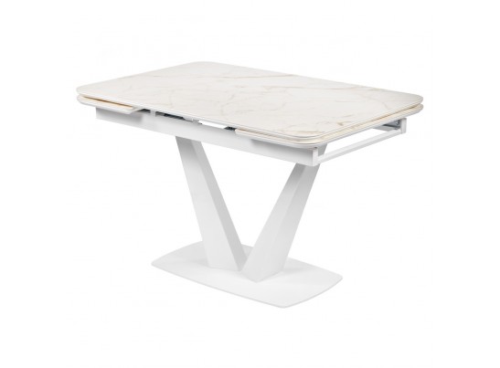 Стол Vito раскладной 120-184x80x75см, керамогранит белый мрамор, белый в Ростове-на-Дону