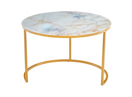 Набор кофейных столиков Tango бежевый мрамор с ножками матовое золото, 2шт в Ростове-на-Дону