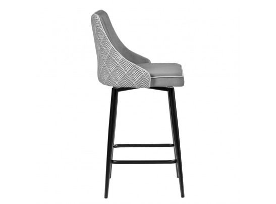Стул полубарный Dave серый с жаккардом, с поворотным механизмом в Ростове-на-Дону