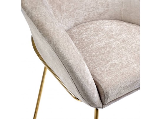 Стул-полукресло Martin миндальный шенилл с золотыми ножками в Ростове-на-Дону
