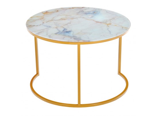Набор кофейных столиков Tango бежевый мрамор с ножками матовое золото, 2шт в Ростове-на-Дону