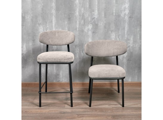 Стул полубарный Lucas 2 латте шенилл с чёрными ножками в Ростове-на-Дону