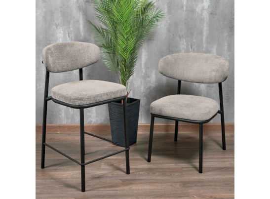 Стул полубарный Lucas 2 латте шенилл с чёрными ножками в Ростове-на-Дону